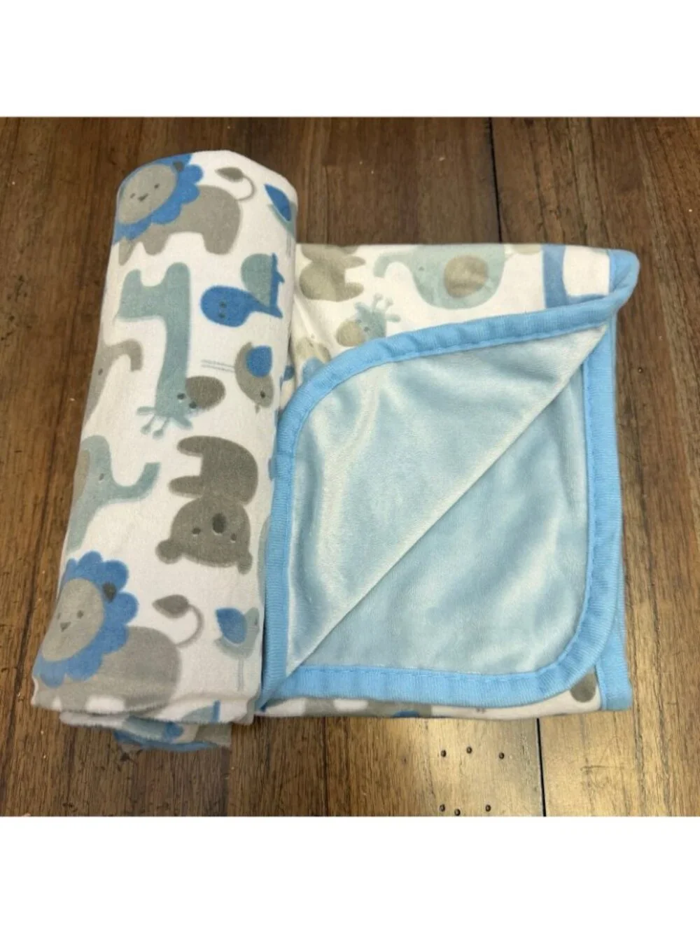 Baby Blue Jungle Theme Blanket